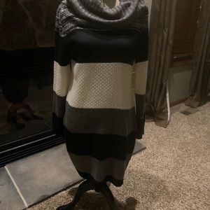 Sweater dress with cowl neck
